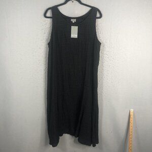 Niche Nilgun Derman Dress Womens Large Black Sleeveless Textured Linen Rayon USA